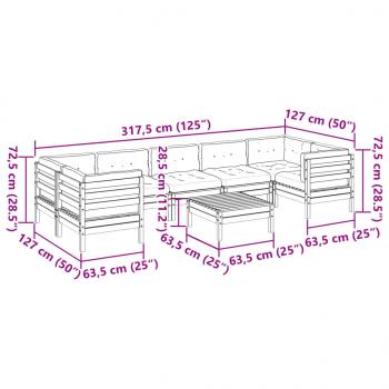 8-tlg. Garten-Sofagarnitur mit Kissen Kiefernholz Imprägniert