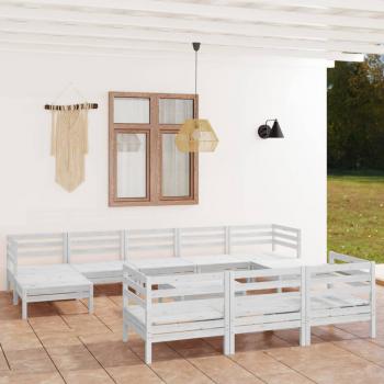 ARDEBO.de - 11-tlg. Garten-Lounge-Set Weiß Massivholz Kiefer