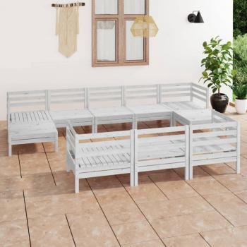 ARDEBO.de - 10-tlg. Garten-Lounge-Set Weiß Massivholz Kiefer