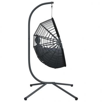 Hängesessel Ei-Design mit Ständer Anthrazit Rattan und Stahl