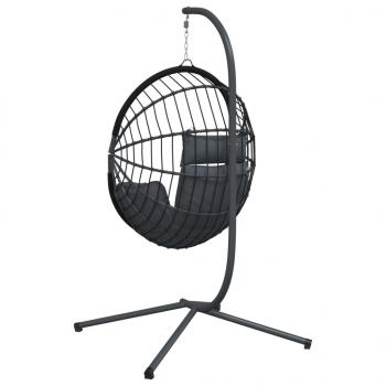 Hängesessel Ei-Design mit Ständer Anthrazit Rattan und Stahl