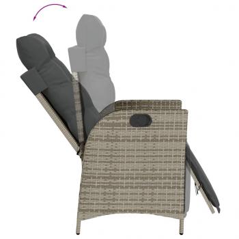 7-tlg. Garten-Essgruppe mit Kissen Grau Poly Rattan