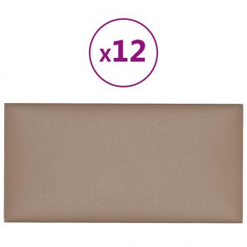 Wandpaneele 12 Stk. Cappuccino-Braun 30x15cm Kunstleder 0,54 m²