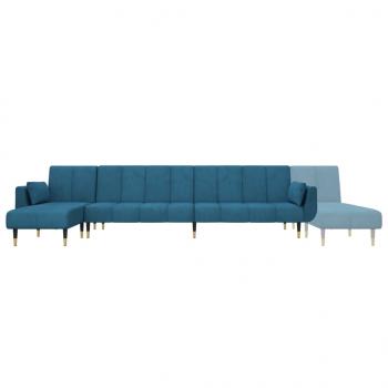 Schlafsofa in L-Form Blau 275x140x70 cm Samt