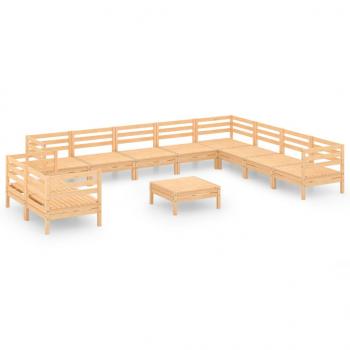 11-tlg. Garten-Lounge-Set Massivholz Kiefer