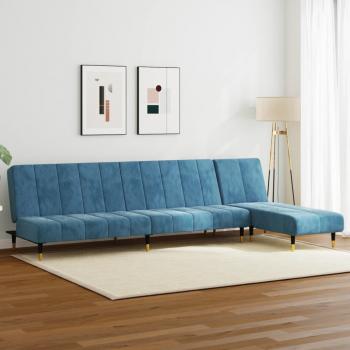 ARDEBO.de - 2-tlg. Sofagarnitur Blau Samt