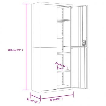 Aktenschrank Schwarz 90x40x240 cm Stahl