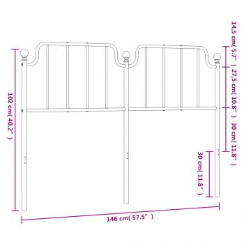 Kopfteil Metall Schwarz 140 cm