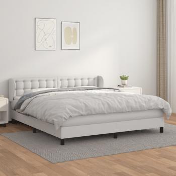 ARDEBO.de - Boxspringbett mit Matratze Weiß 160x200 cm Kunstleder