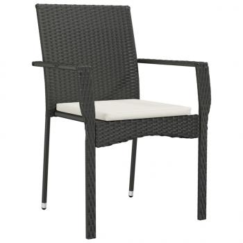 7-tlg. Garten-Essgruppe mit Kissen Schwarz Poly Rattan