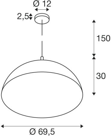 SLV FORCHINI 70 Pendelleuchte, E27, Pendellänge 150cm, 1x max. 40W, Ø 70cm, matt schwarz/matt gold (1008538)