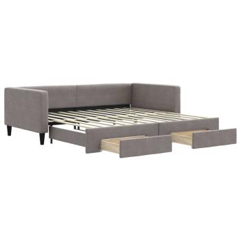 Tagesbett Ausziehbar mit Schubladen Taupe 100x200 cm Stoff