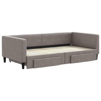 Tagesbett Ausziehbar mit Schubladen Taupe 100x200 cm Stoff