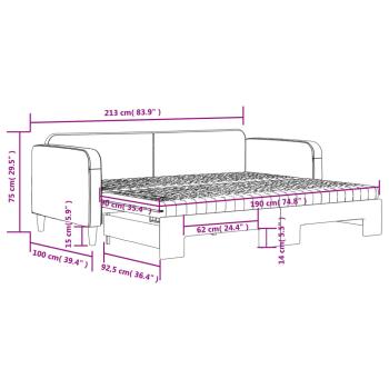 Tagesbett Ausziehbar mit Matratze Hellgrau 90x190 cm Stoff