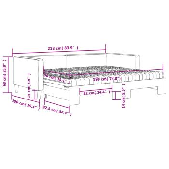 Tagesbett Ausziehbar mit Matratze Hellgrau 90x190 cm Stoff