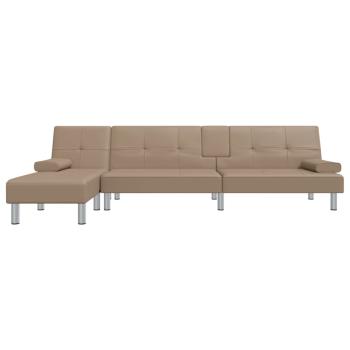 Schlafsofa in L-Form Cappuccino-Braun 255x140x70 cm Kunstleder