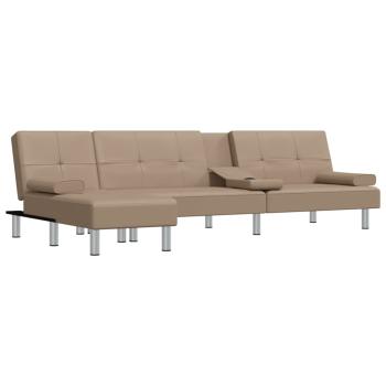 Schlafsofa in L-Form Cappuccino-Braun 255x140x70 cm Kunstleder