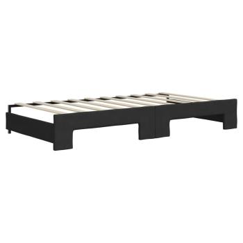 Tagesbett Ausziehbar mit Schubladen Schwarz 90x190 cm Stoff