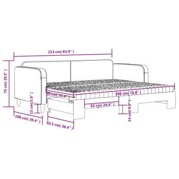 Tagesbett Ausziehbar mit Matratzen Schwarz 90x190 cm Stoff