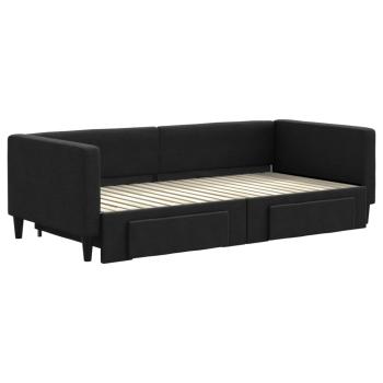 Tagesbett Ausziehbar mit Schubladen Schwarz 90x190 cm Stoff