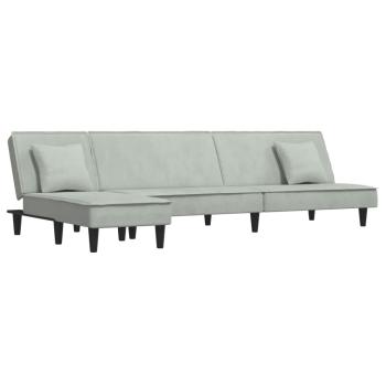 Schlafsofa in L-Form Hellgrau 255x140x70 cm Samt