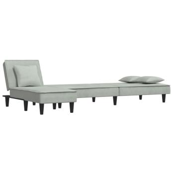 Schlafsofa in L-Form Hellgrau 255x140x70 cm Samt