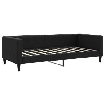 Tagesbett Ausziehbar Schwarz 90x190 cm Stoff