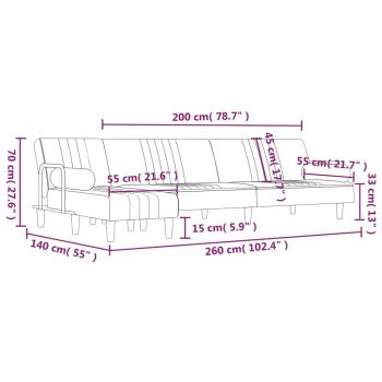 Schlafsofa in L-Form Hellgrau 260x140x70 cm Samt