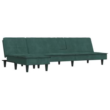 Schlafsofa in L-Form Dunkelgrün 255x140x70 cm Samt