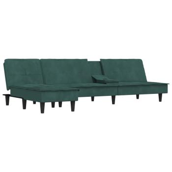 Schlafsofa in L-Form Dunkelgrün 255x140x70 cm Samt