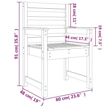 Gartenstühle 2 Stk. Weiß 60x48x91 cm Massivholz Kiefer