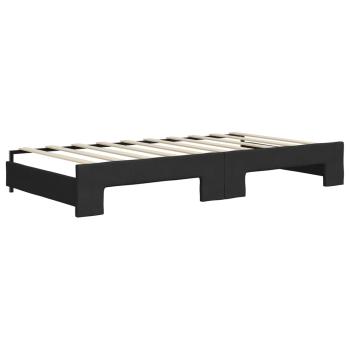 Tagesbett Ausziehbar mit Schubladen Schwarz 90x190 cm Stoff