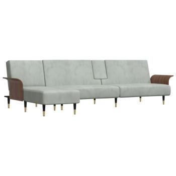 Schlafsofa in L-Form Hellgrau 279x140x70 cm Samt