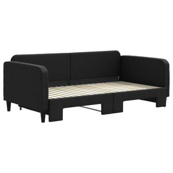 Tagesbett Ausziehbar Schwarz 90x190 cm Stoff