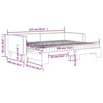 Tagesbett Ausziehbar mit Matratzen Schwarz 90x190 cm Stoff