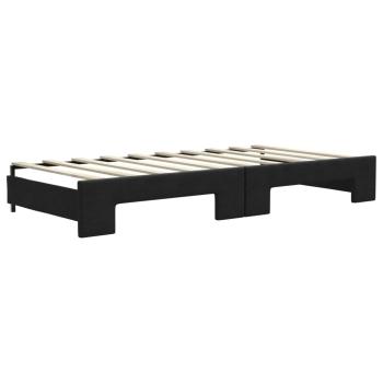 Tagesbett Ausziehbar mit Matratzen Schwarz 90x190 cm Stoff