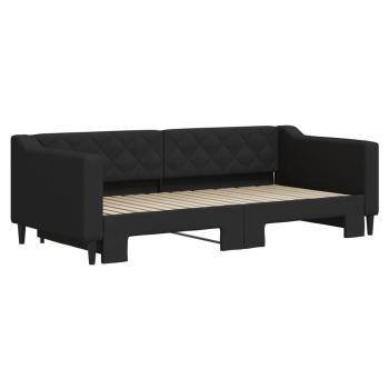 Tagesbett Ausziehbar Schwarz 90x190 cm Stoff