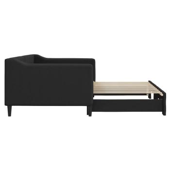 Tagesbett Ausziehbar Schwarz 90x190 cm Stoff