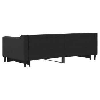 Tagesbett Ausziehbar Schwarz 90x190 cm Stoff