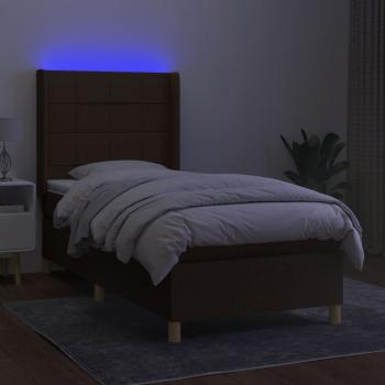 Boxspringbett mit Matratze & LED Dunkelbraun 80x200 cm Stoff