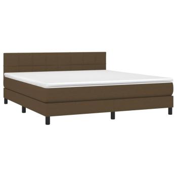 Boxspringbett mit Matratze & LED Dunkelbraun 160x200 cm Stoff