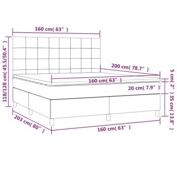 Boxspringbett mit Matratze & LED Dunkelbraun 160x200 cm Stoff