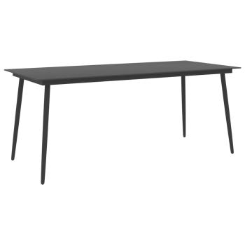 ARDEBO.de - Garten-Esstisch Schwarz 190x90x74 cm Stahl und Glas