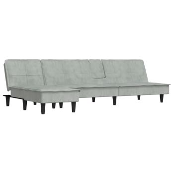 Schlafsofa in L-Form Hellgrau 255x140x70 cm Samt