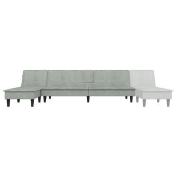 Schlafsofa in L-Form Hellgrau 255x140x70 cm Samt