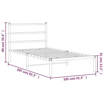 Bettgestell mit Kopfteil Metall Schwarz 100x200 cm