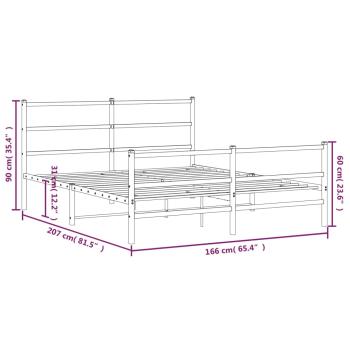 Bettgestell mit Kopf- und Fußteil Metall Schwarz 160x200 cm