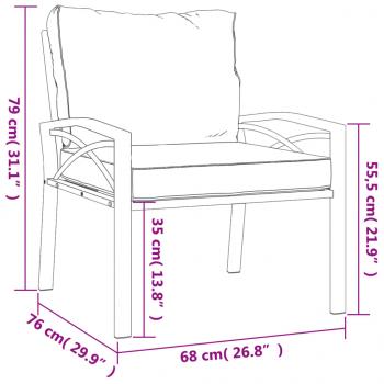 Gartenstuhl mit Grauen Kissen 68x76x79 cm Stahl