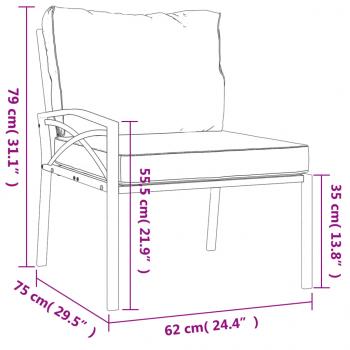 Gartenstühle mit Grauen Kissen 2 Stk. 62x75x79 cm Stahl