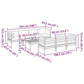 8-tlg. Garten-Sofagarnitur mit Kissen Massivholz Douglasie